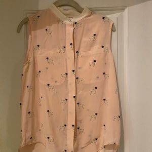 SEA NEW YORK dog print silk blouse size 2